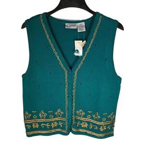 Vintage deadstock oversized embroidered vest. L. Grandmacore, 80’s,